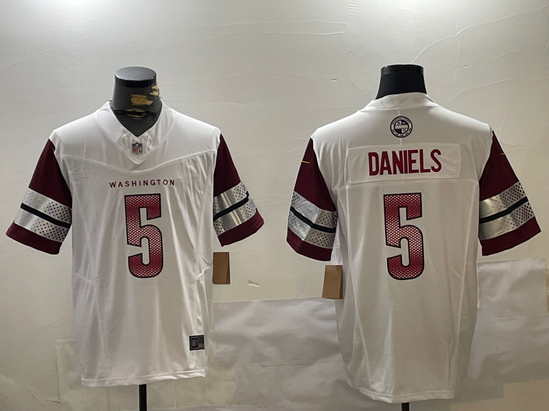 Men's Washington Commanders Jayden Daniels White Player Game Jersey football jersey product view 1