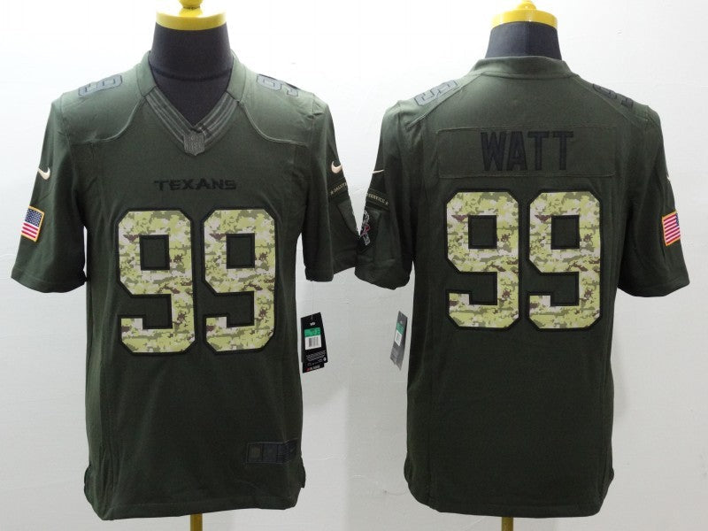 Men's Houston Texans J.J. Watt #99 Army Green Game Jersey1 football jersey product view 1