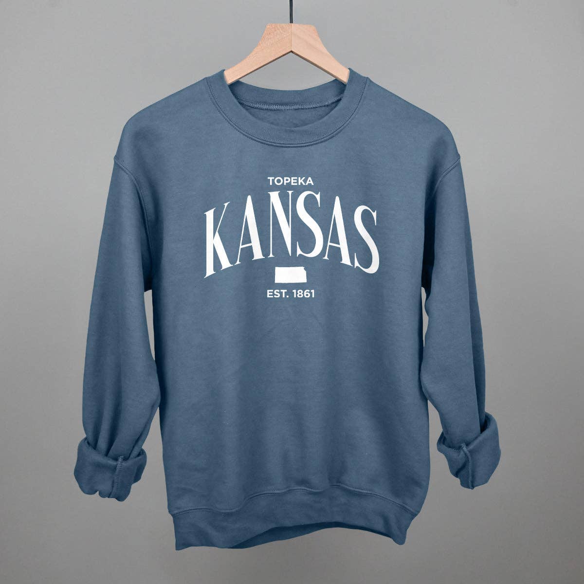 Kansas Est. 1861 (White) Unisex T-shirt, Sweatshirt, Hoodie, Long Sleeve Tee - T-Shirt, Sweatshirt, Hoodie