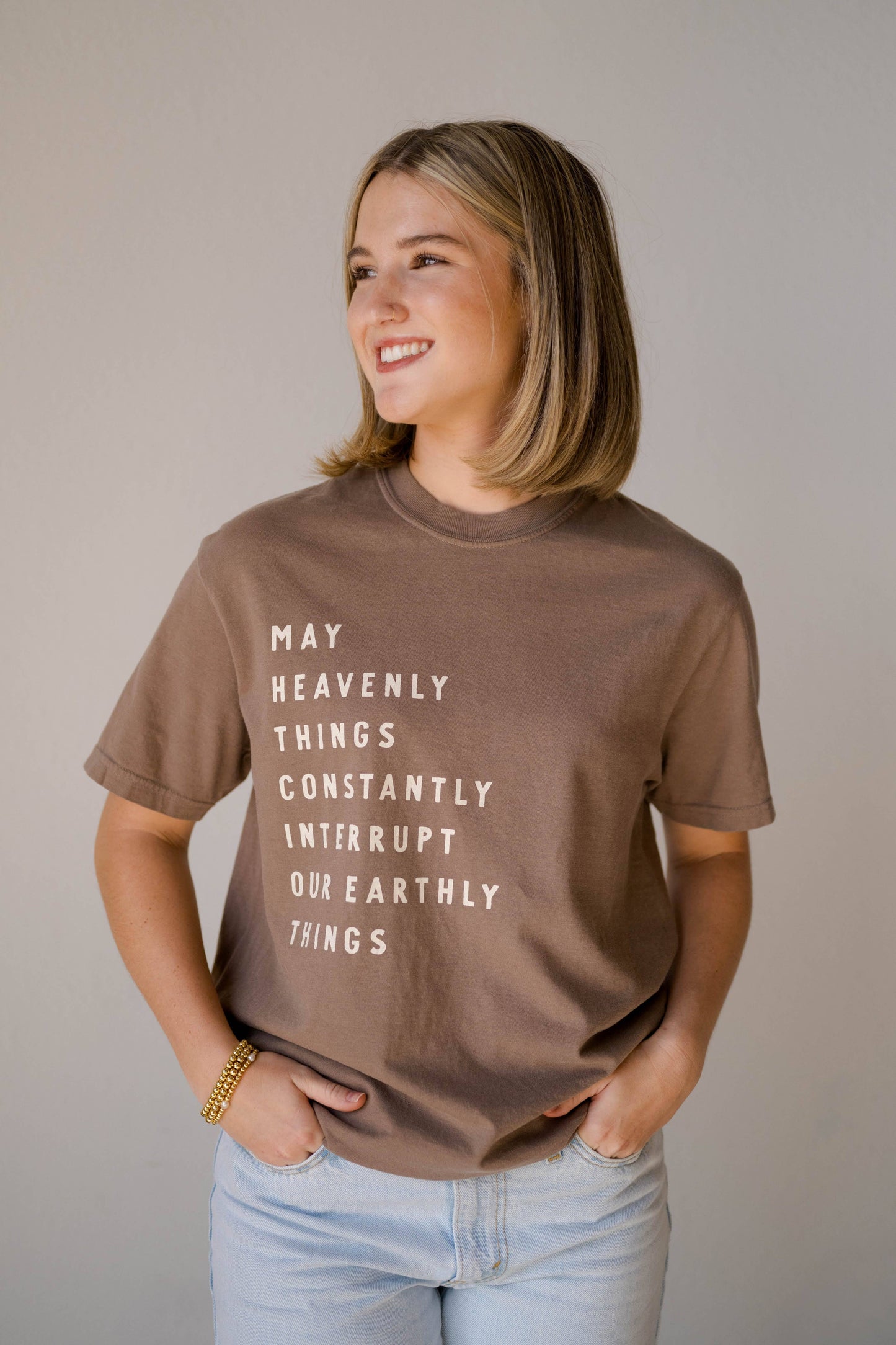 Heavenly Things Tee- Vintage Brown | Women's Christian Tee Unisex T-shirt, Sweatshirt, Hoodie, Long Sleeve Tee - T-Shirt, Sweatshirt, Hoodie