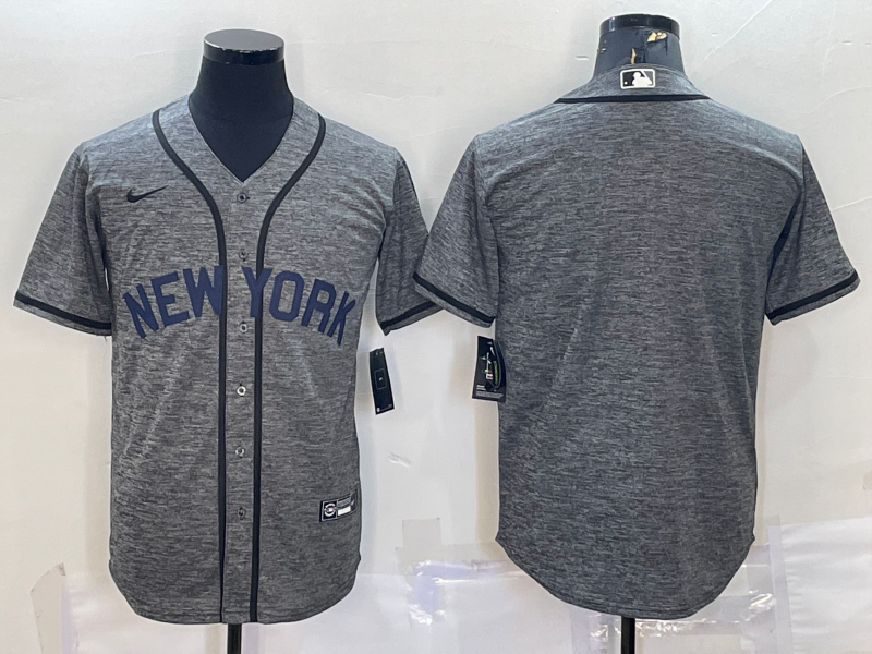 Men's New York Yankees1 Gray Authentic Blank Jersey baseball jersey product view 1