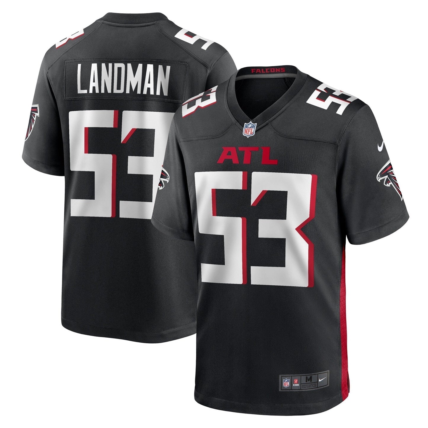 Nate Landman Atlanta Falcons Team Game Jersey - Black football jersey product view 1