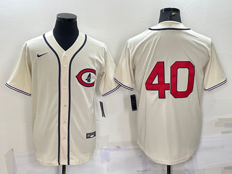 Men's Chicago Cubs Rich Harden #40 Cream Player Name Jersey baseball jersey product view 1