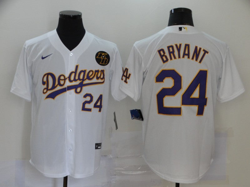 Men's Los Angeles Dodgers Kobe Bryant #24 White Replica Player Jersey1 basketball jersey product view 1