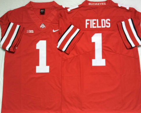 Men's Ohio State Buckeyes Justin Fields #1 Scarlet Player Game Jersey sports jersey product view 1