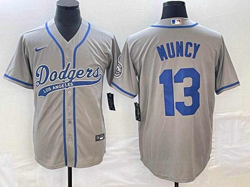 Men's Los Angeles Dodgers Max Muncy Gray Player Jersey Joint Edition baseball jersey product view 1