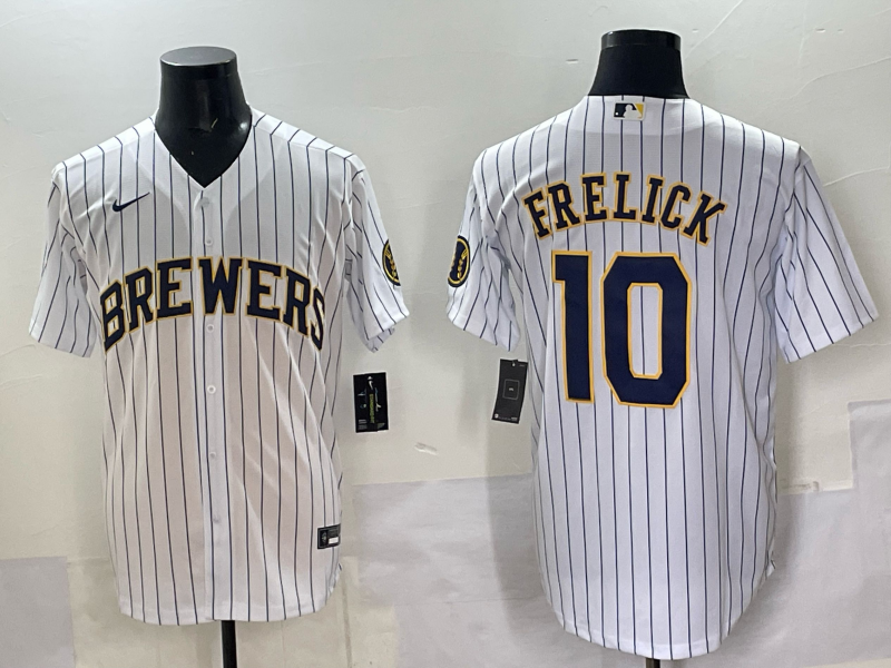 Men's Milwaukee Brewers Sal Frelick White Replica Player Jersey baseball jersey product view 1