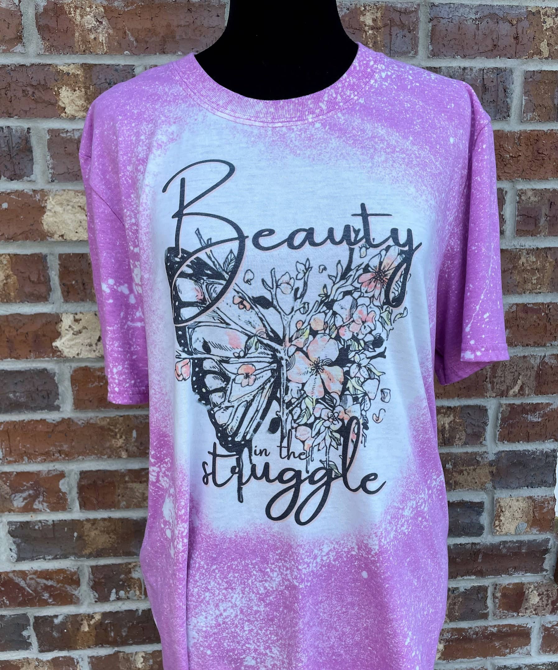 Beauty in the Struggle Butterfly Distressed Sublimation Tee Unisex T-shirt, Sweatshirt, Hoodie, Long Sleeve Tee - T-Shirt, Sweatshirt, Hoodie