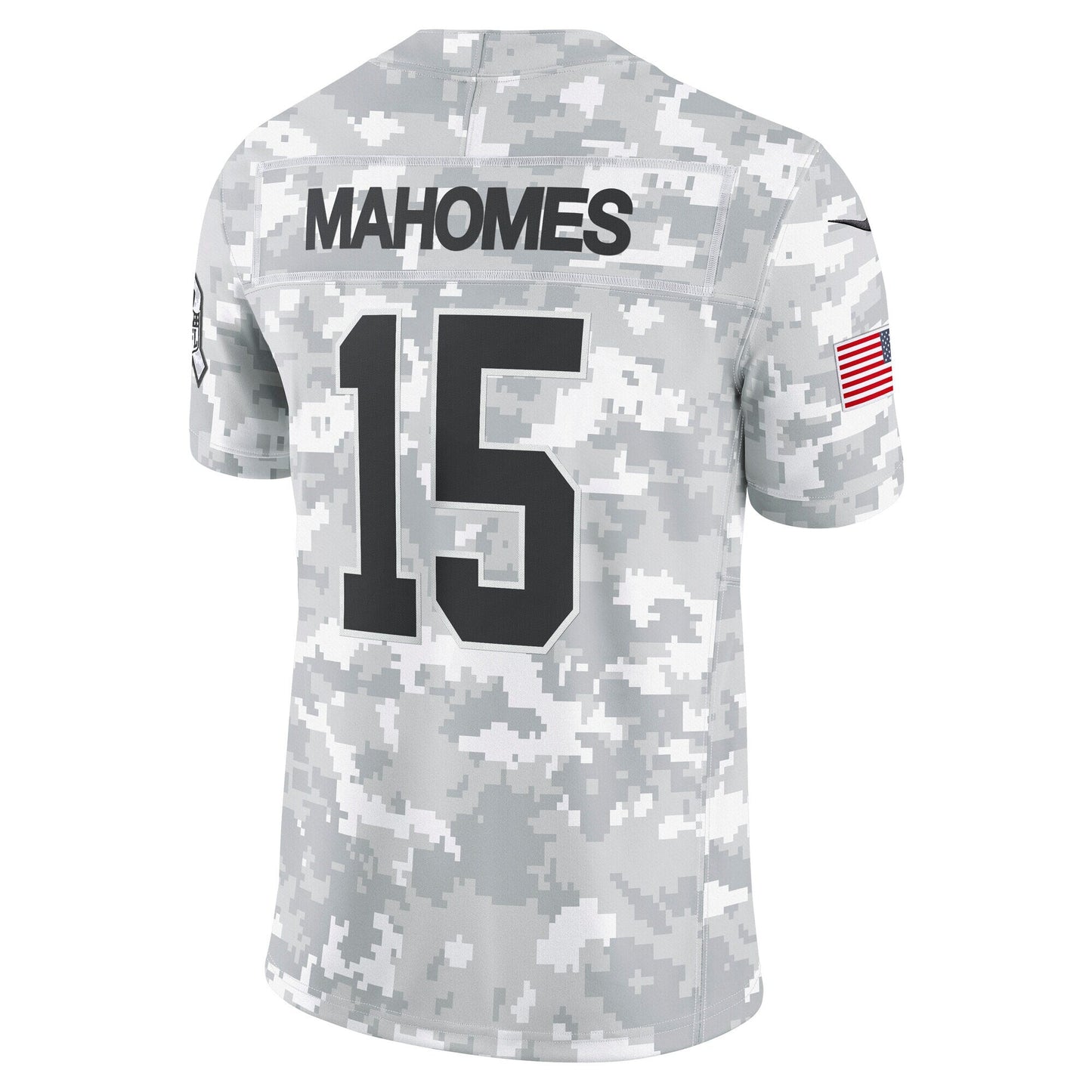 Patrick Mahomes Kansas City Chiefs 2024 Salute to Service Limited Jersey - Arctic Camo football jersey product view 3