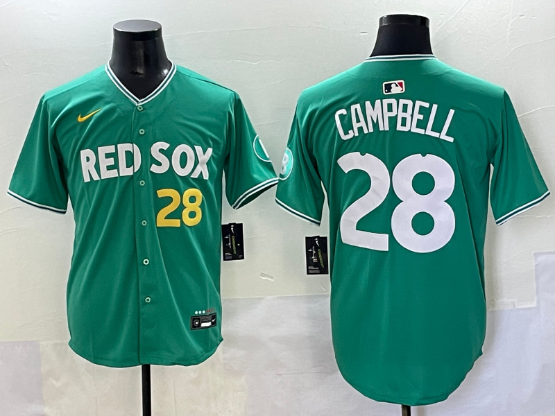 Men's Boston Red Sox Kristian Campbell Green 2025 City Connect Replica Player Jersey baseball jersey product view 1