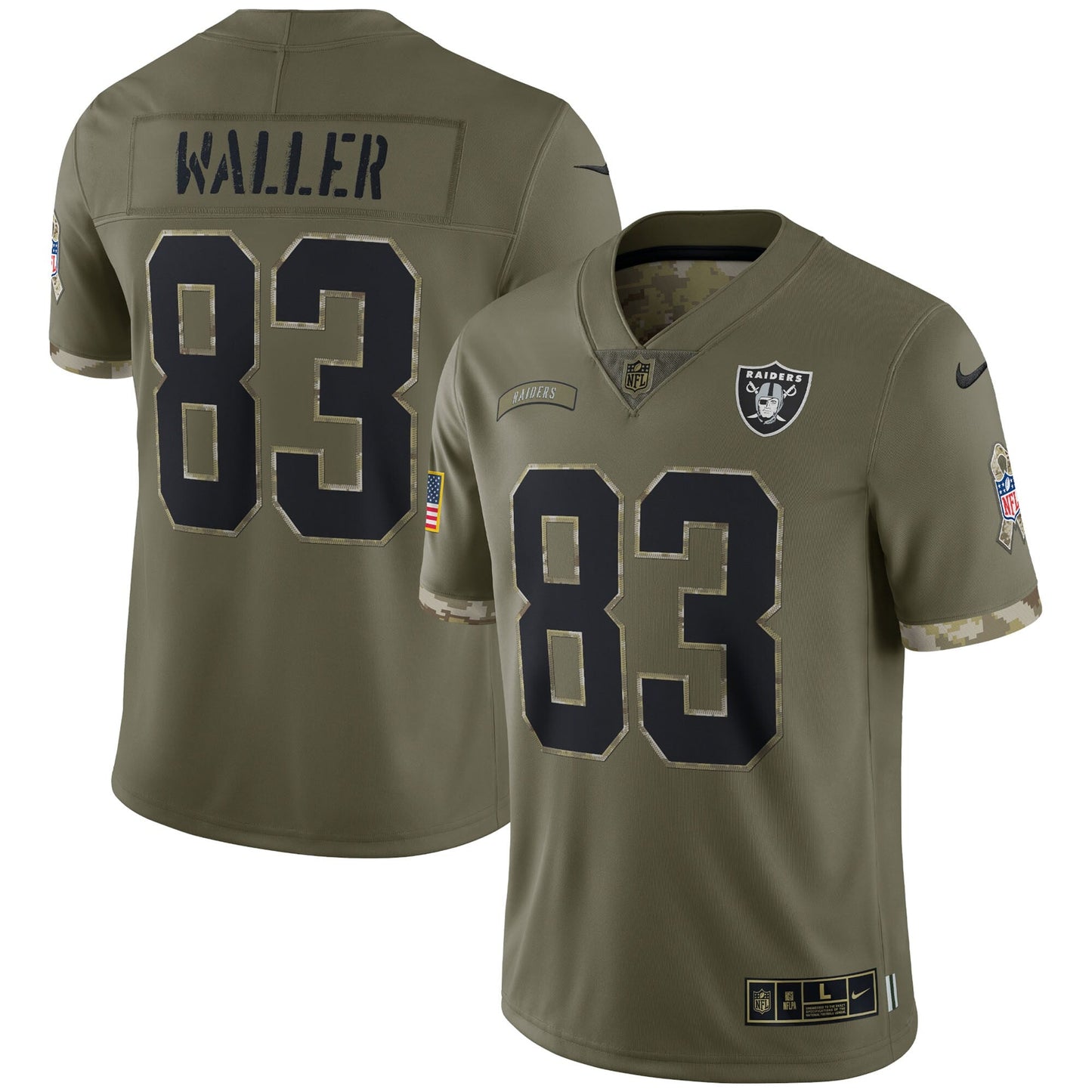 Darren Waller Las Vegas Raiders 2022 Salute To Service Limited Jersey - Olive football jersey product view 1