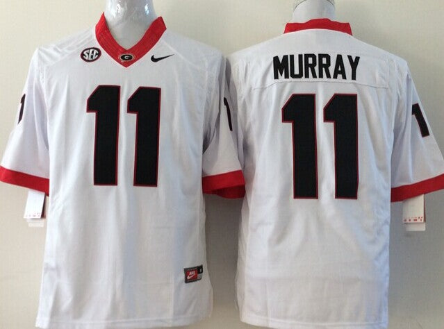 Men's Georgia Bulldogs Aaron Murray White Player Game Jersey sports jersey product view 1