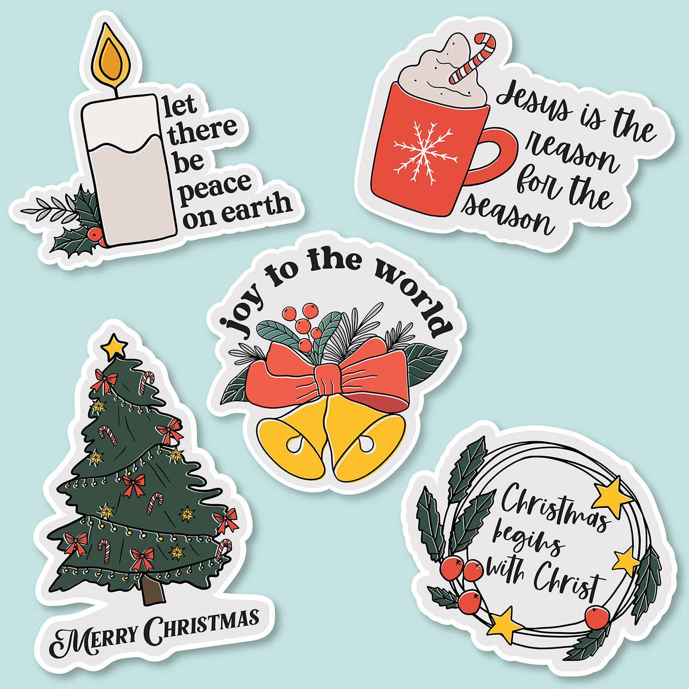Christian Sticker Pack - Christmas Unisex T-shirt, Sweatshirt, Hoodie, Long Sleeve Tee - T-Shirt, Sweatshirt, Hoodie