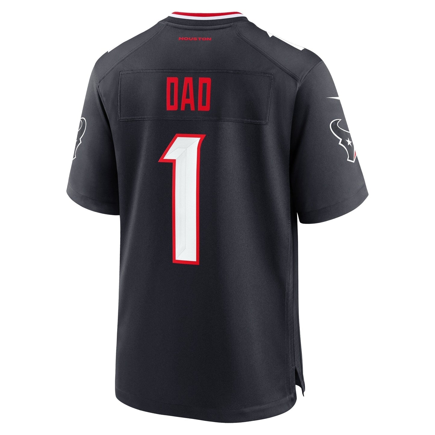 Houston Texans #1 Dad Game Jersey - Navy football jersey product view 3