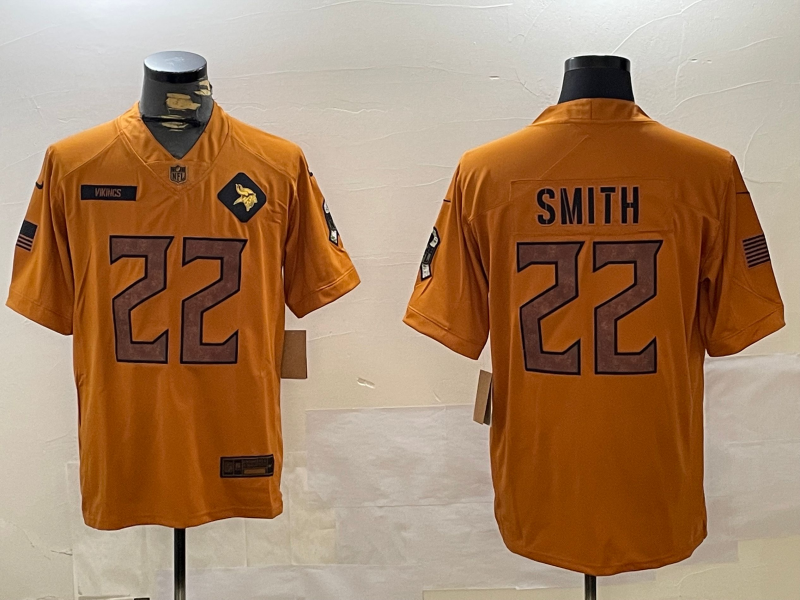 Men's Minnesota Vikings Harrison Smith Brown 2023 Salute To Service Limited Jersey football jersey product view 1