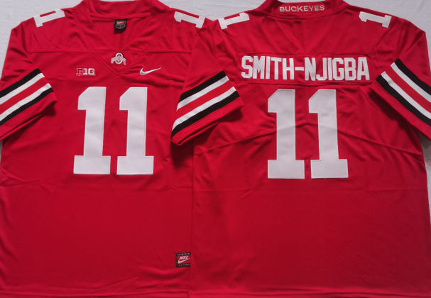 Men's Ohio State Buckeyes Jaxon Smith-Njigba Scarlet Player Game Jersey sports jersey product view 1