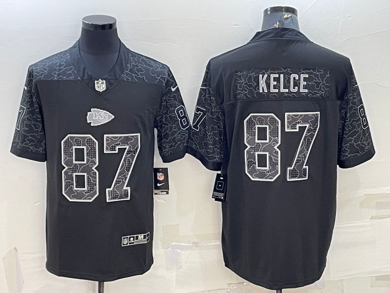 Men's Kansas City Chiefs Travis Kelce Black RFLCTV Limited Jersey football jersey product view 1