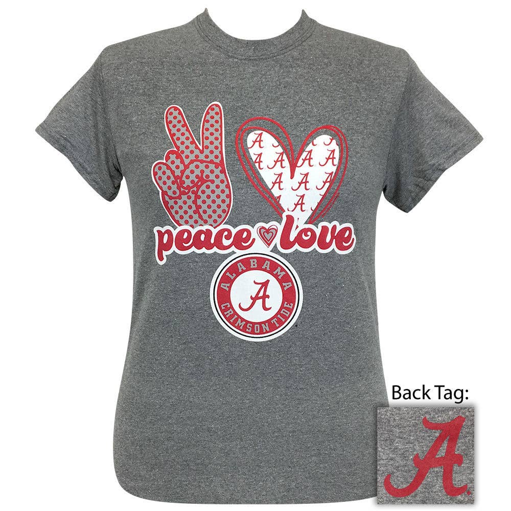 Peace Love Alabama Graphite Heather Ss Unisex T-shirt, Sweatshirt, Hoodie, Long Sleeve Tee - T-Shirt, Sweatshirt, Hoodie