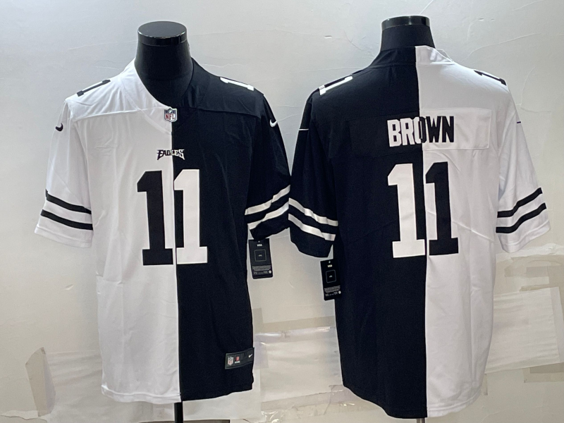 Men's Philadelphia Eagles A.J. Brown #11 Black/White Game Jersey1 football jersey product view 1