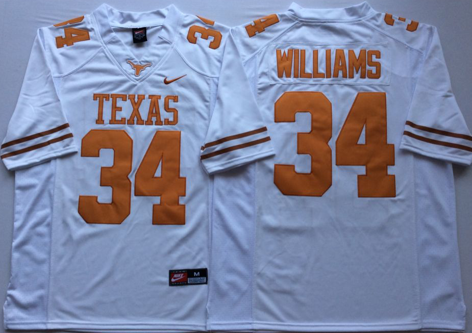Men's Texas Longhorns Ricky Williams White Replica Team Jersey sports jersey product view 1