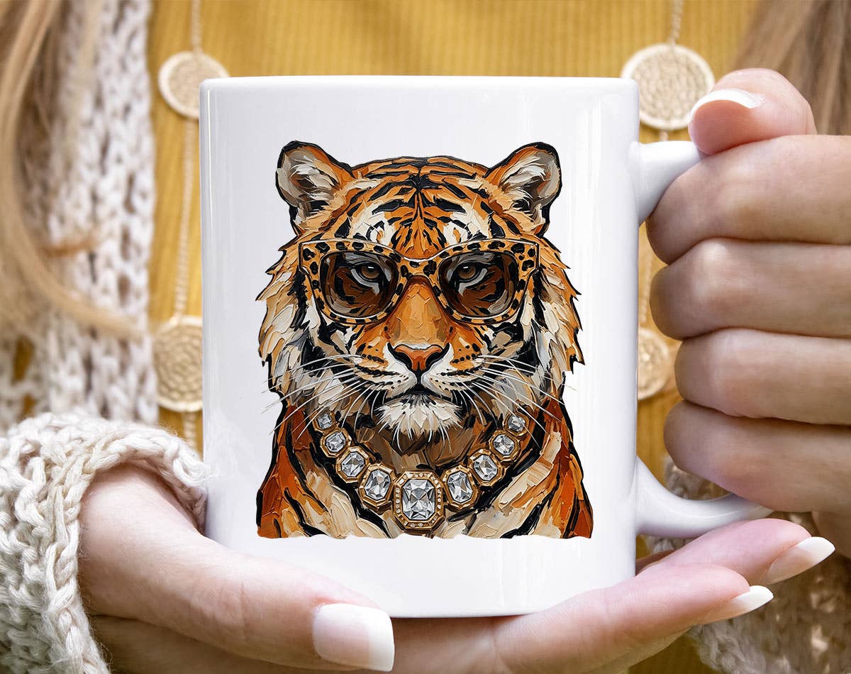 Glam Tiger Preppy Boujee Leopard Animal Bling Coffee Mug Unisex T-shirt, Sweatshirt, Hoodie, Long Sleeve Tee - T-Shirt, Sweatshirt, Hoodie