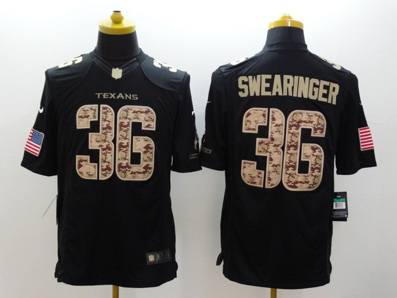 Men's Houston Texans D. J. Swearinger #36 Black Game Player Jersey1 football jersey product view 1