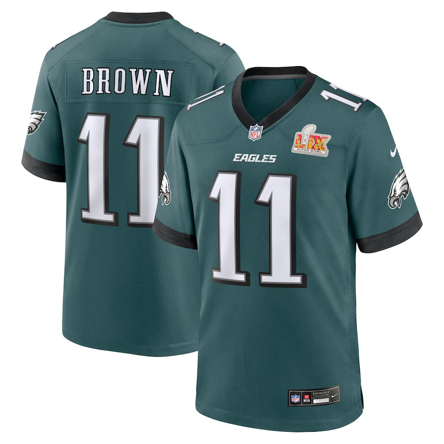 Men's Philadelphia Eagles A.J. Brown Midnight Green Super Bowl LIX Game Jersey football jersey product view 1