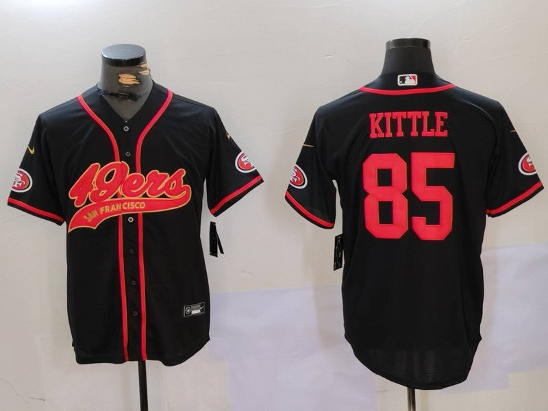 Men's San Francisco 49ers George Kittle Black Replica Player Jersey football jersey product view 1