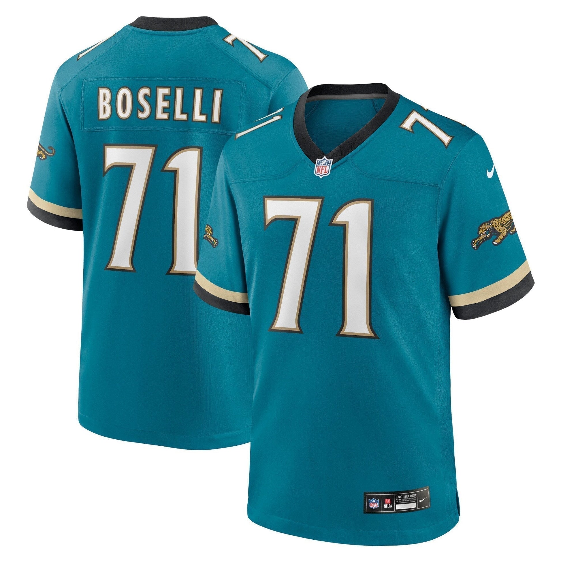 Tony Boselli Jacksonville Jaguars Prowler Throwback Retired Game Jersey - Teal football jersey product view 1
