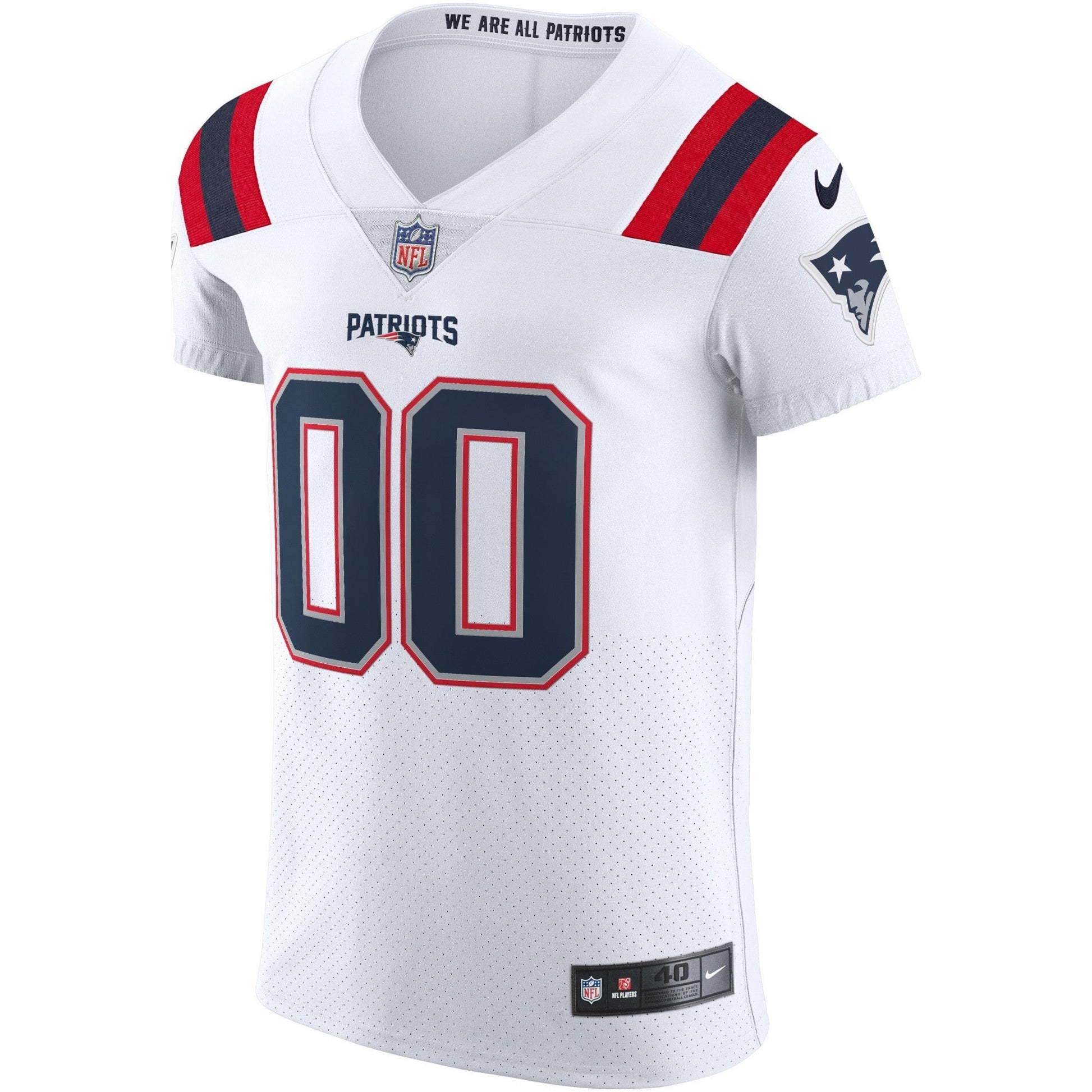 New England Patriots White Vapor Elite Custom Jersey football jersey product view 1