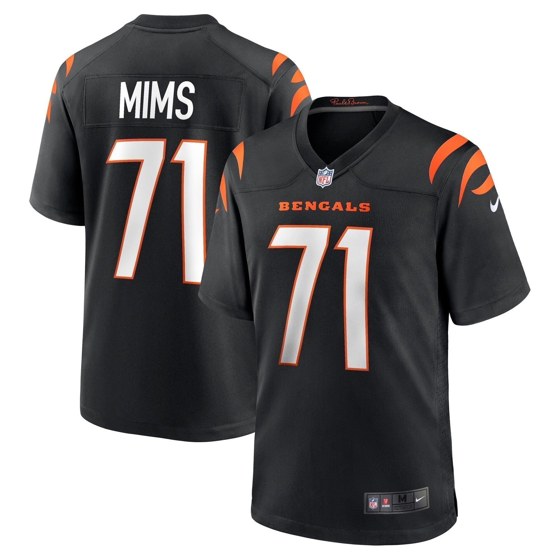 Amarius Mims Cincinnati Bengals Game Jersey - Black football jersey product view 1