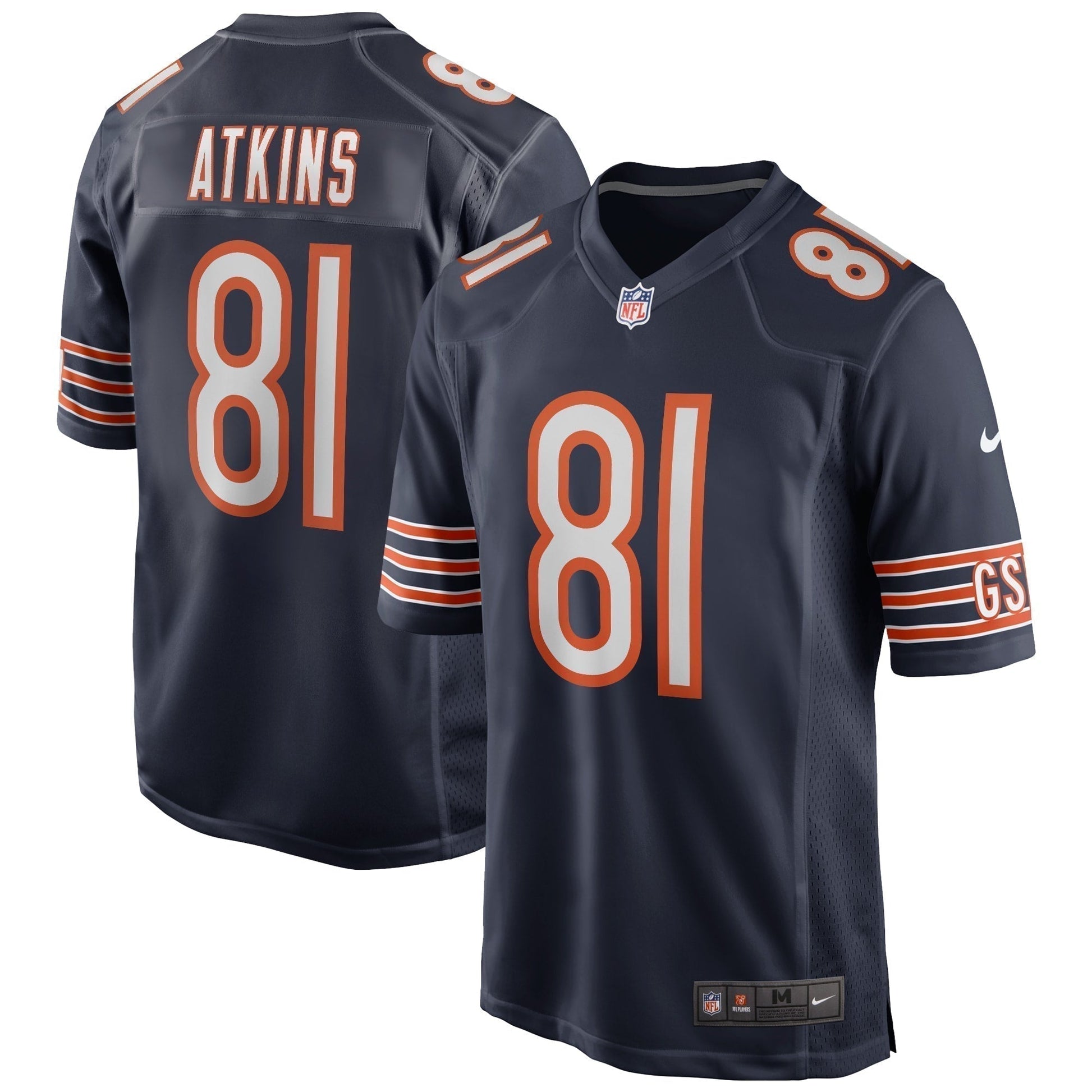 Doug Atkins Chicago Bears Game Retired Jersey - Navy football jersey product view 1