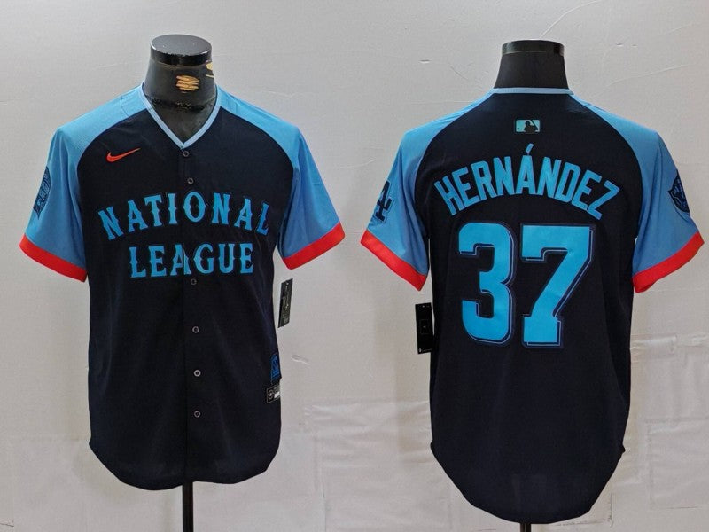 Men's National League Teoscar Hernandez Navy 2024 MLB All-Star Game Limited Player Jersey baseball jersey product view 1