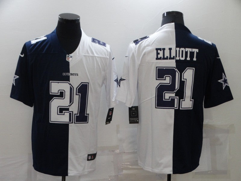 Men's Dallas Cowboys Ezekiel Elliott #21 Navy/White Game Jersey1 football jersey product view 1