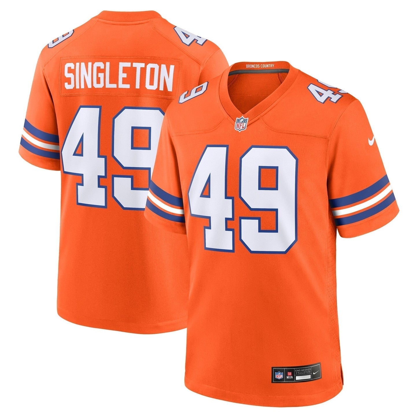 Alex Singleton Denver Broncos Alternate Game Jersey - Orange football jersey product view 1