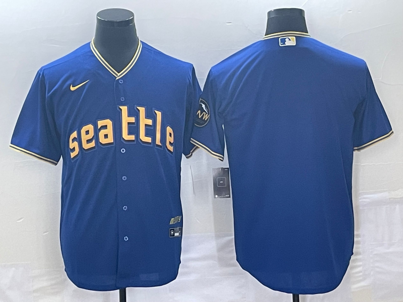 Men's Seattle Mariners Royal 2023 City Connect Replica Blank Jersey baseball jersey product view 1