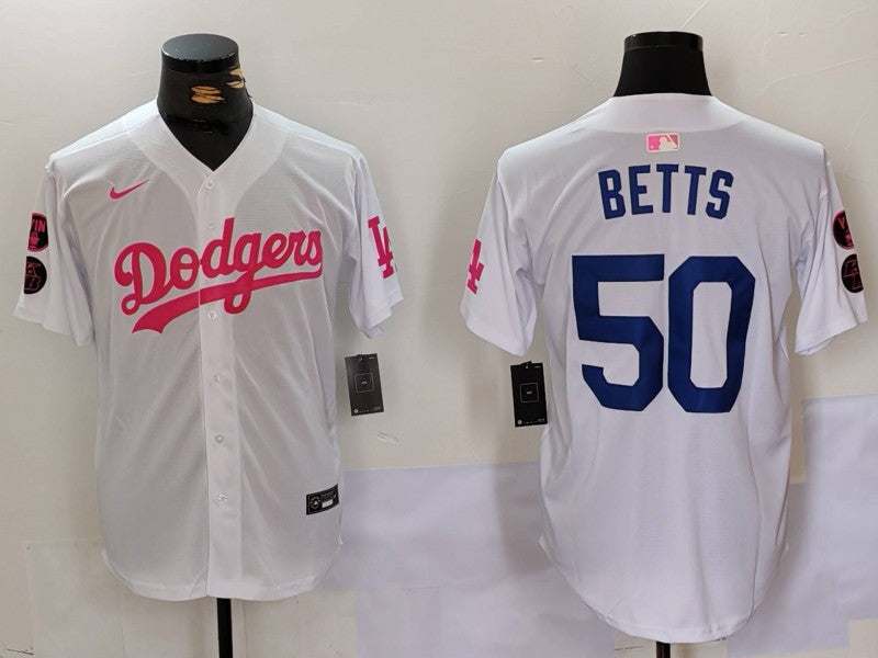 Men's Los Angeles Dodgers Mookie Betts White Limited Game Player Jersey baseball jersey product view 1