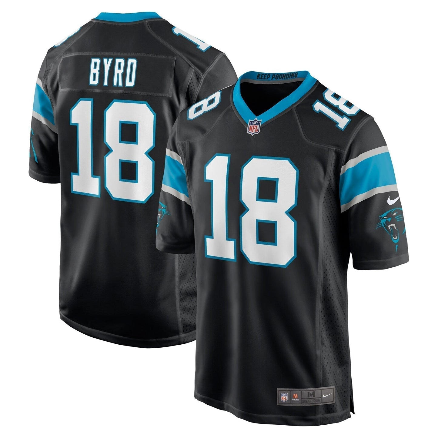 Damiere Byrd Carolina Panthers Game Jersey - Black football jersey product view 1