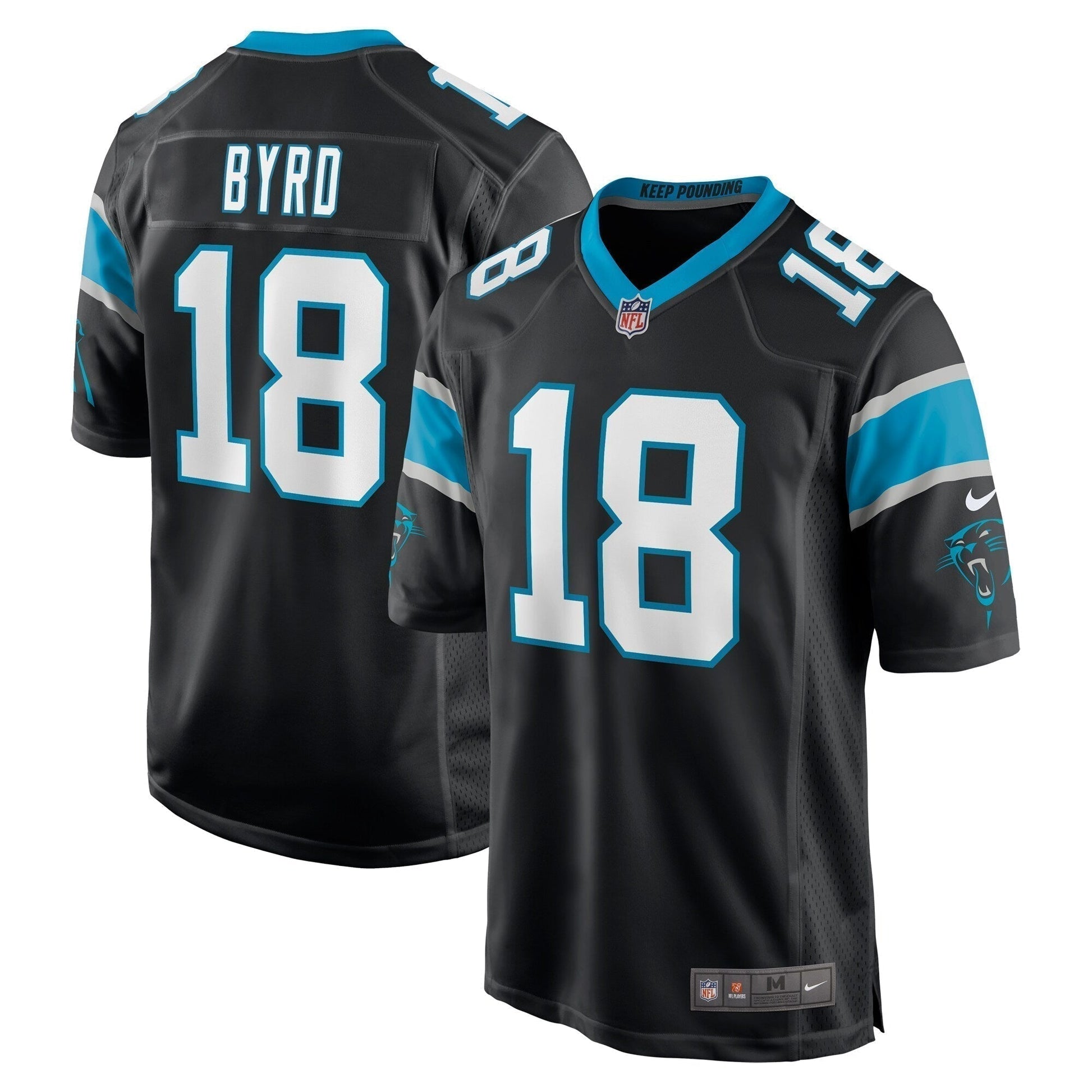 Damiere Byrd Carolina Panthers Game Jersey - Black football jersey product view 1