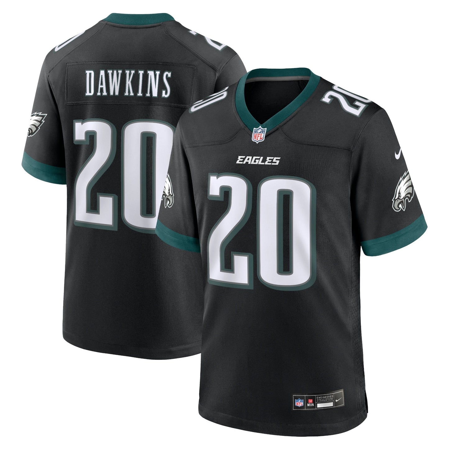 Brian Dawkins Philadelphia Eagles Alternate Game Jersey - Black football jersey product view 1