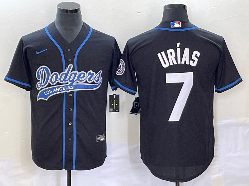 Men's Los Angeles Dodgers Julio Urias #7 Black Player Jersey1 Joint Edition baseball jersey product view 1