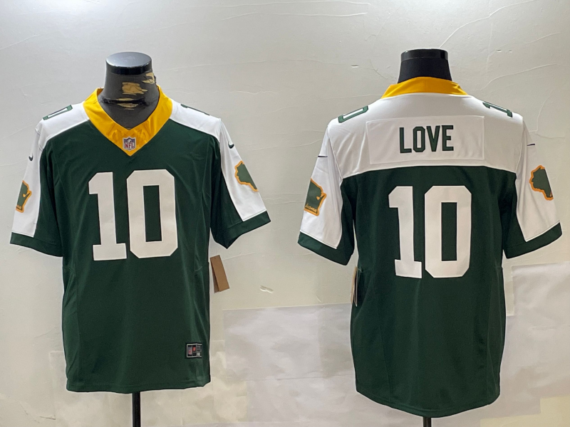 Men's Green Bay Packers Jordan Love #10 Green Team Game Jersey1 basketball jersey product view 1