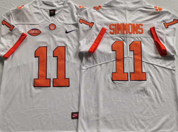 Men's Clemson Tigers Isaiah Simmons White Game Jersey sports jersey product view 1