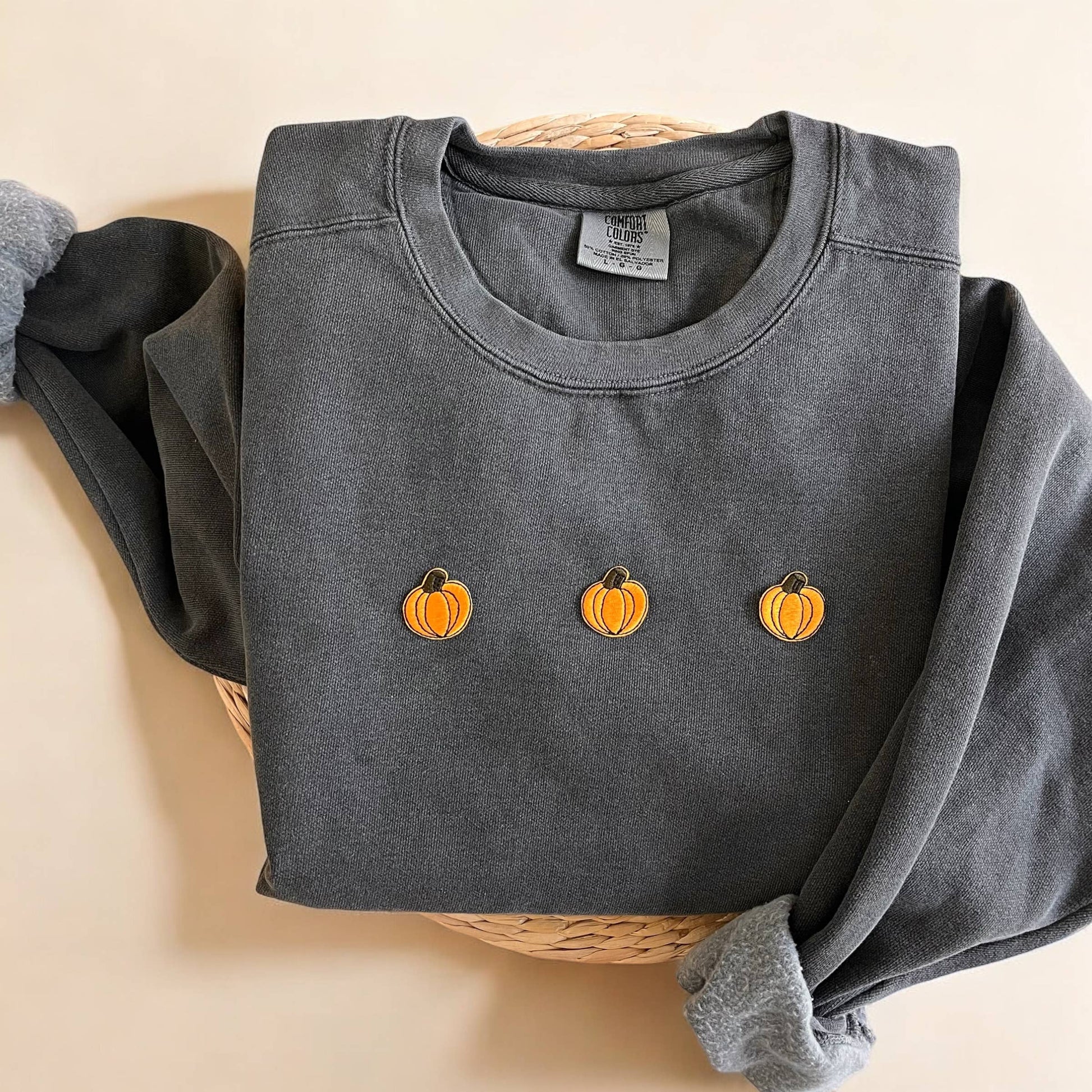 Comfort Colors Pumpkin Sweatshirt, Halloween Sweatshirts Unisex T-shirt, Sweatshirt, Hoodie, Long Sleeve Tee - T-Shirt, Sweatshirt, Hoodie