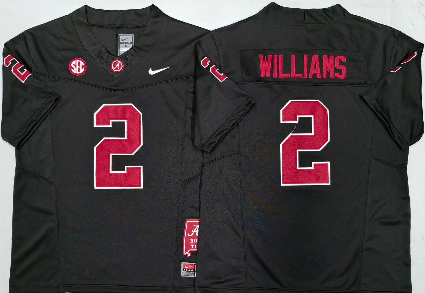 Men's Alabama Crimson Tide Ryan Williams #2 Black Player Game Jersey sports jersey product view 1