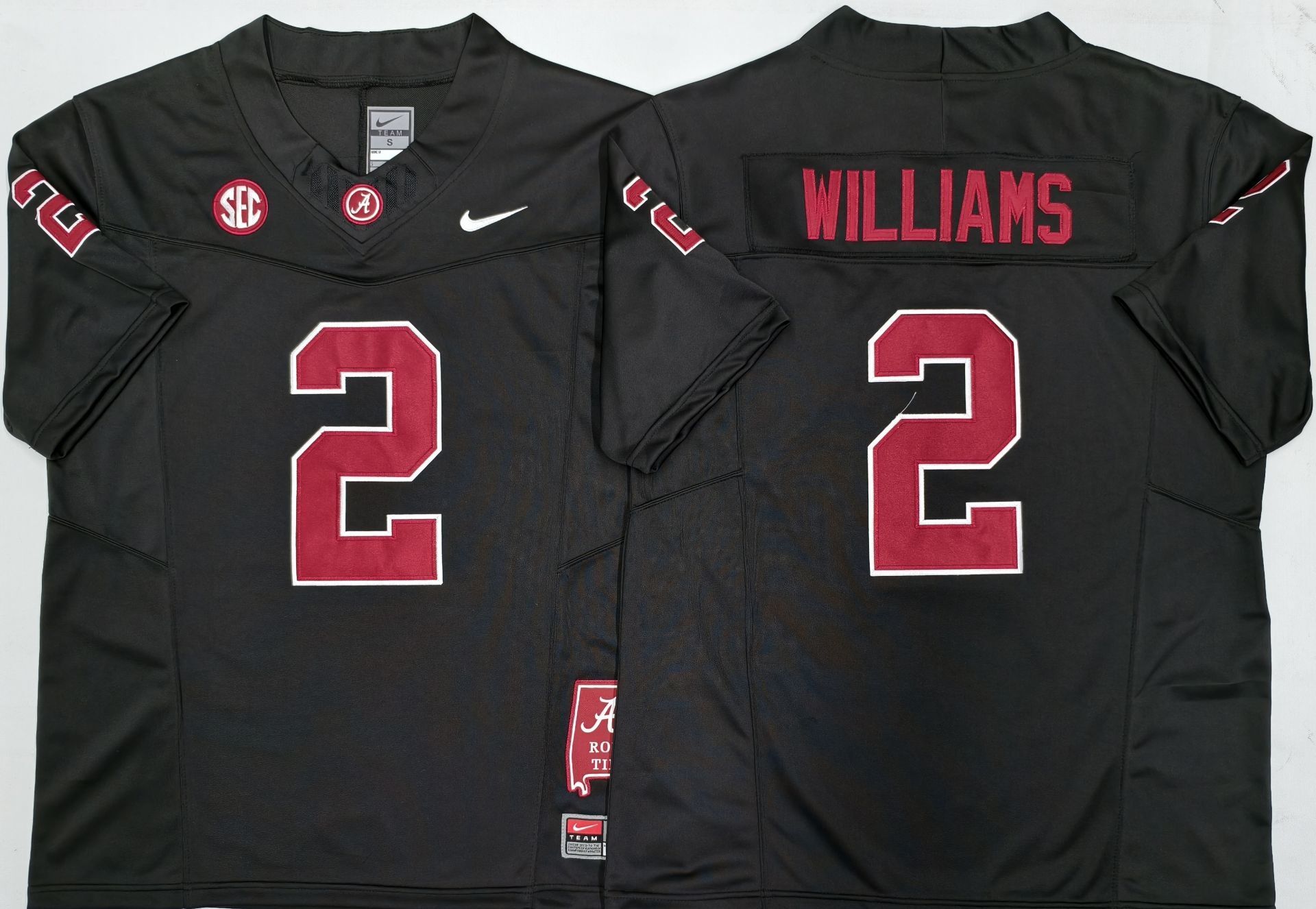 Men's Alabama Crimson Tide Ryan Williams #2 Black Player Game Jersey sports jersey product view 1