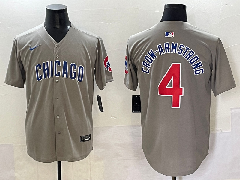 Men's Chicago Cubs Pete Crow-Armstrong Gray Game Player Jersey baseball jersey product view 1