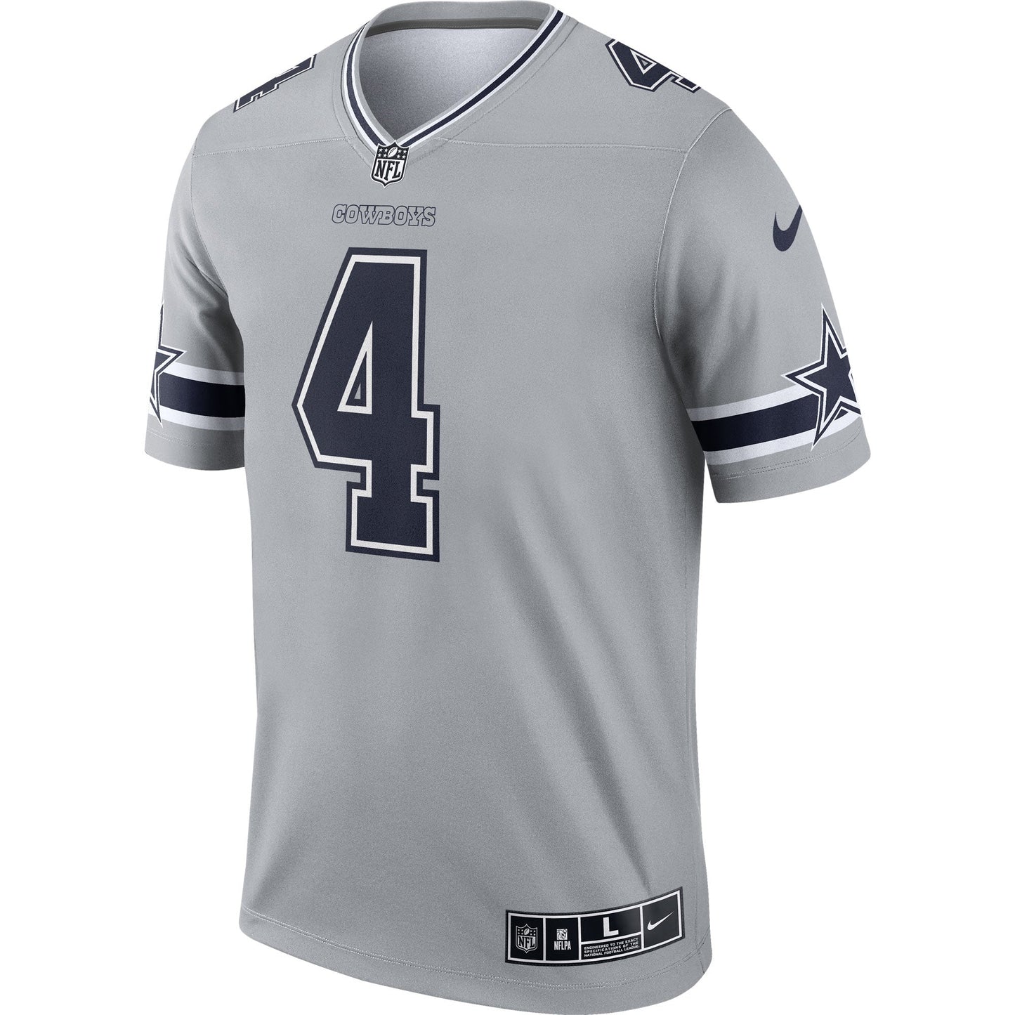 Dak Prescott Dallas Cowboys Inverted Legend Jersey - Gray football jersey product view 2