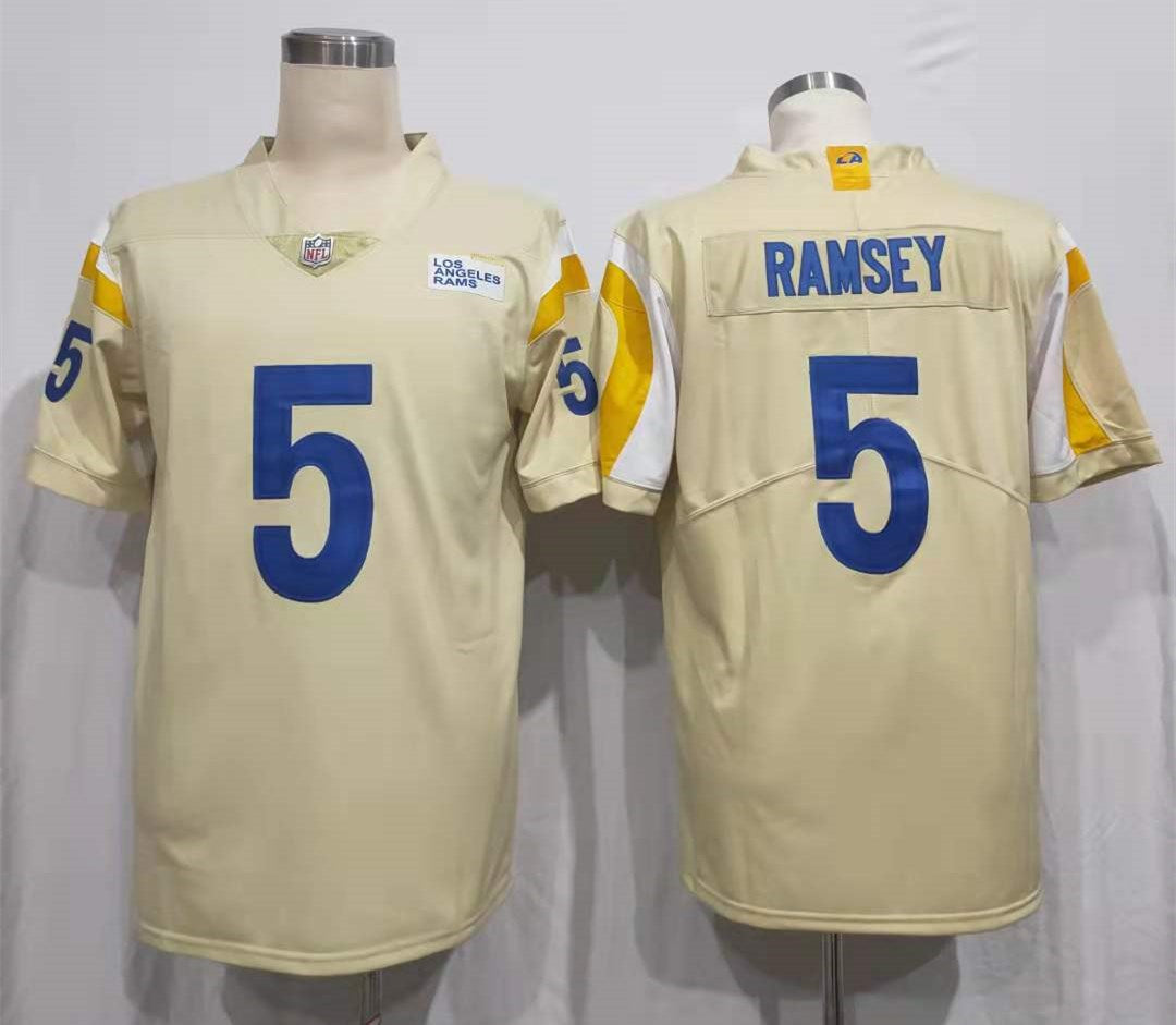 Men's Los Angeles Rams Jalen Ramsey Beige Vapor Limited Jersey football jersey product view 1