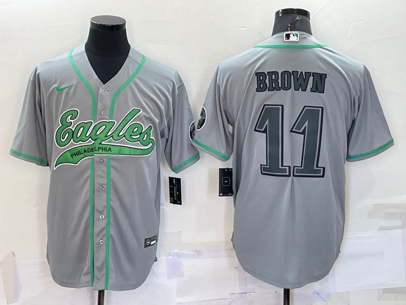 Men's Philadelphia Eagles A.J. Brown Gray Game Jersey Joint Edition football jersey product view 1